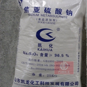 焦亞硫酸鈉，Na2S2O5，食用焦亞硫酸